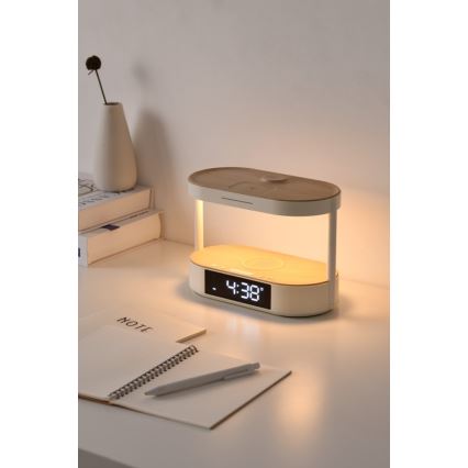 Fényerőszabályozható LED asztali lámpa ébresztővel és töltőfunkcióval TRIPLE DOCK LED/1,5W/5V