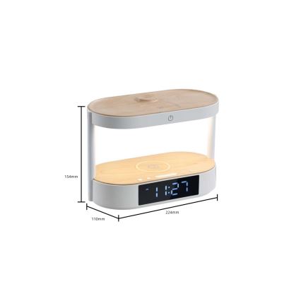 Fényerőszabályozható LED asztali lámpa ébresztővel és töltőfunkcióval TRIPLE DOCK LED/1,5W/5V