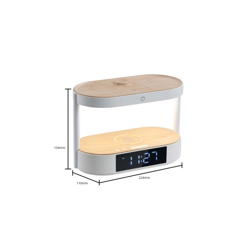 Fényerőszabályozható LED asztali lámpa ébresztővel és töltőfunkcióval TRIPLE DOCK LED/1,5W/5V