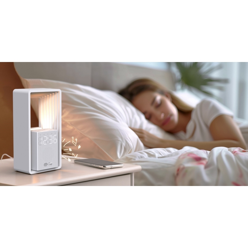 CALM LED asztali lámpa ébresztővel és töltőfunkcióval LED/3,5W/5V