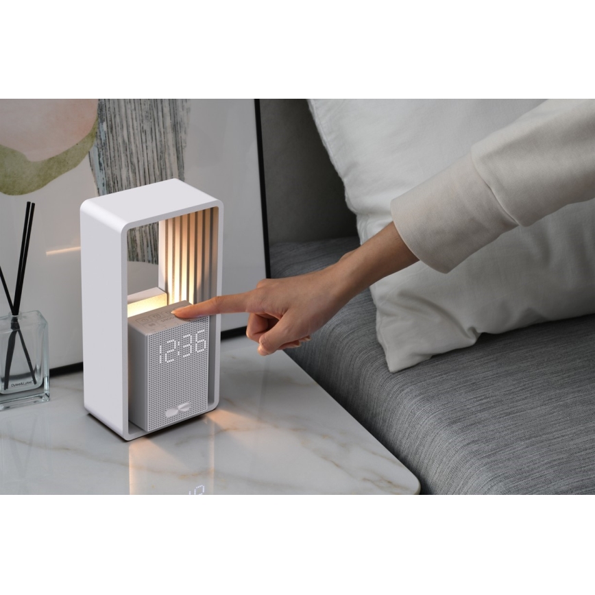 CALM LED asztali lámpa ébresztővel és töltőfunkcióval LED/3,5W/5V