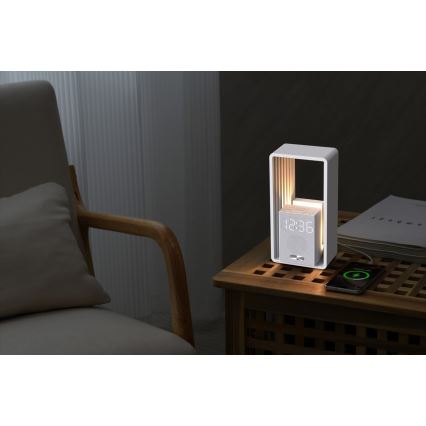 CALM LED asztali lámpa ébresztővel és töltőfunkcióval LED/3,5W/5V