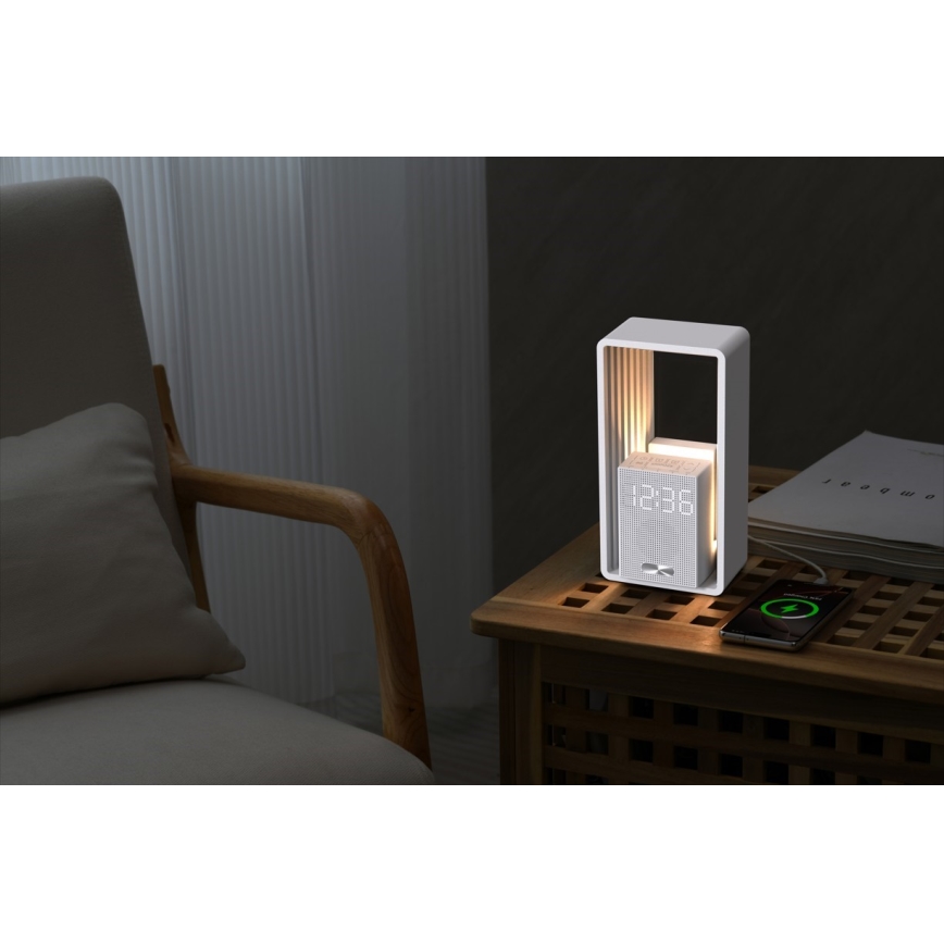 CALM LED asztali lámpa ébresztővel és töltőfunkcióval LED/3,5W/5V