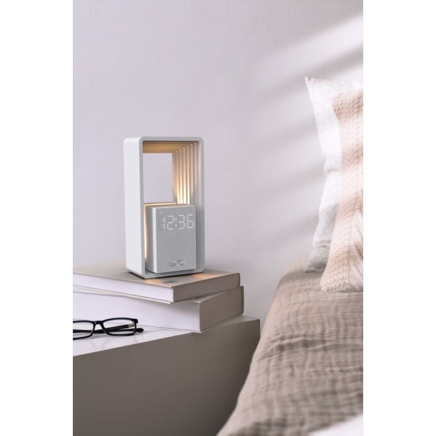 CALM LED asztali lámpa ébresztővel és töltőfunkcióval LED/3,5W/5V