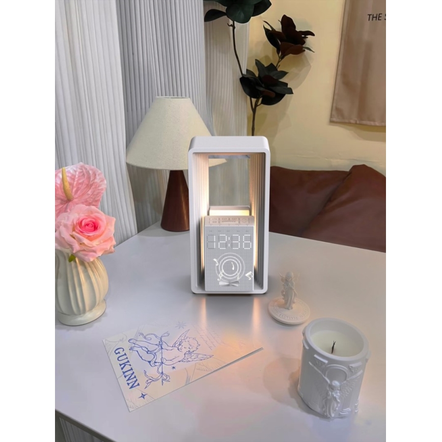 CALM LED asztali lámpa ébresztővel és töltőfunkcióval LED/3,5W/5V