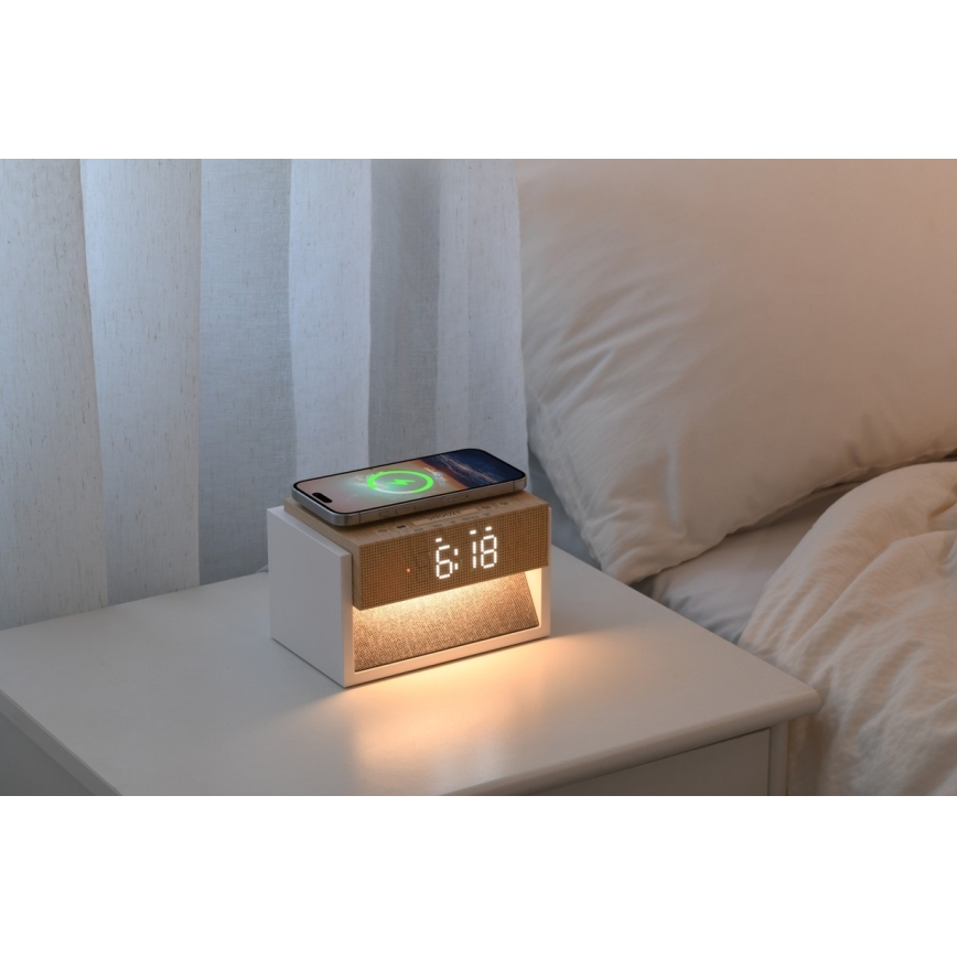 LED asztali lámpa ébresztővel és töltéssel CALM LED/1,2W/5V