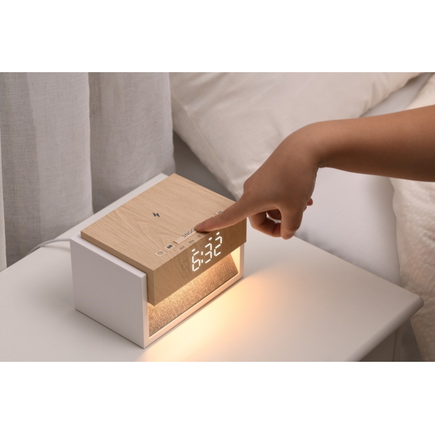 LED asztali lámpa ébresztővel és töltéssel CALM LED/1,2W/5V