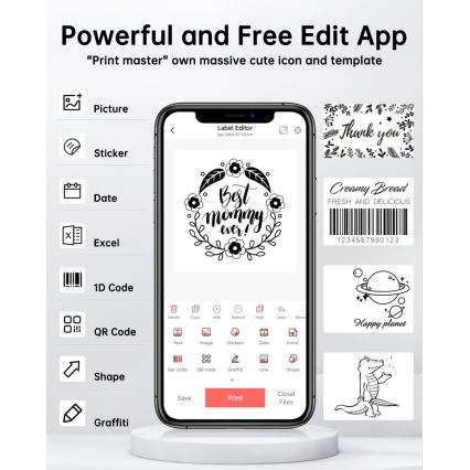 Digitális címkenyomtató USB-C + öntapadó címkék 40x30mm