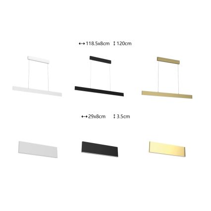 Immax NEO 07076L - Fekete LED dimmelhető függeszték kábellel LISTON LED/18W/230V Tuya + távirányító