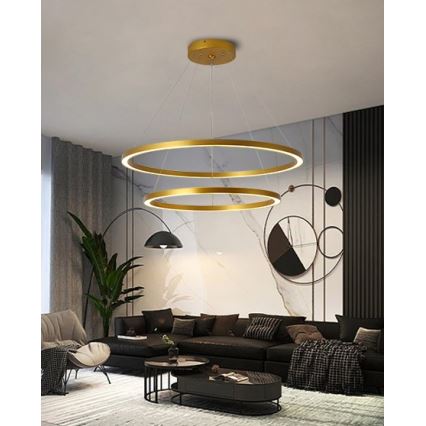 Immax NEO 07159-G80-60 - LED Dimmelhető csillár zsinóron FINO LED/93W/230V Tuya arany + távirányító