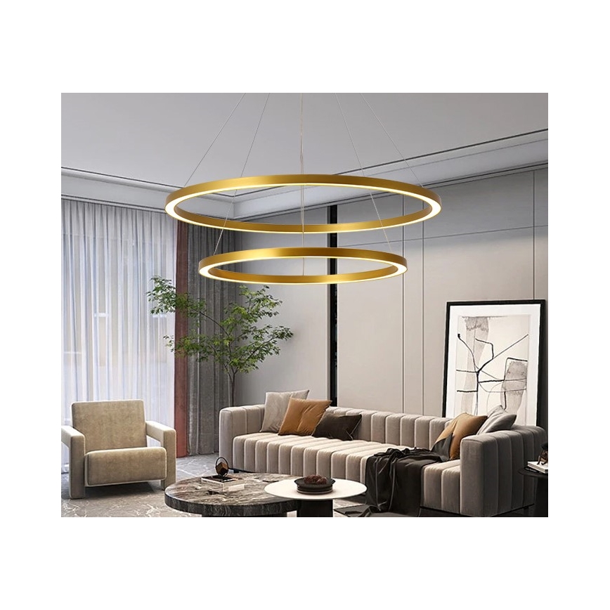 Immax NEO 07159-G80-60 - LED Dimmelhető csillár zsinóron FINO LED/93W/230V Tuya arany + távirányító