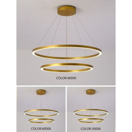 Immax NEO 07159-G80-60 - LED Dimmelhető csillár zsinóron FINO LED/93W/230V Tuya arany + távirányító