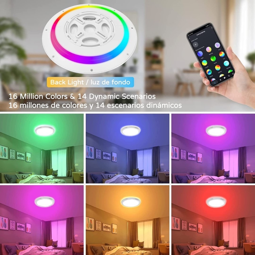 Immax NEO 07166-B40 - LED RGB+CCT dimmelhető mennyezeti lámpa NEO LITE TUDO LED/50W/230V Wi-Fi Tuya fekete + távirányító