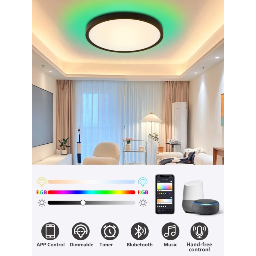 Immax NEO 07166-B40 - LED RGB+CCT dimmelhető mennyezeti lámpa NEO LITE TUDO LED/50W/230V Wi-Fi Tuya fekete + távirányító