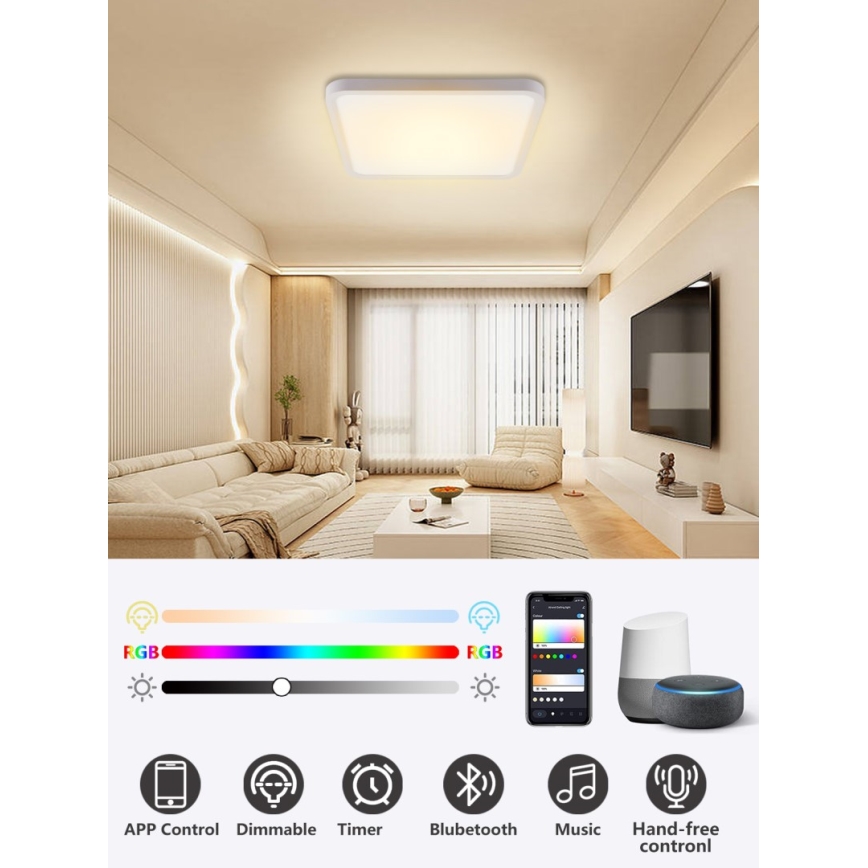 Immax NEO 07168-W40 - LED RGB+CCT Dimmelhető mennyezeti lámpa NEO LITE TUDO LED/50W/230V Wi-Fi Tuya fehér + távirányítás