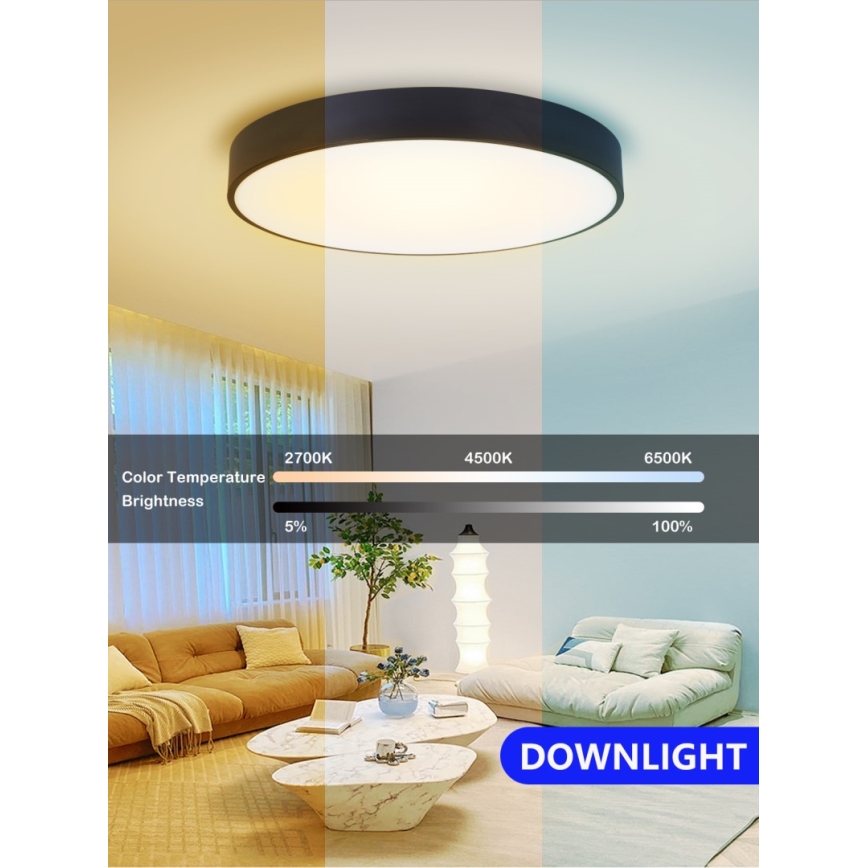 Immax NEO 07202L - LED Dimmelhető mennyezeti lámpa RONDATE LED/53W/230V fekete Tuya + távirányítás