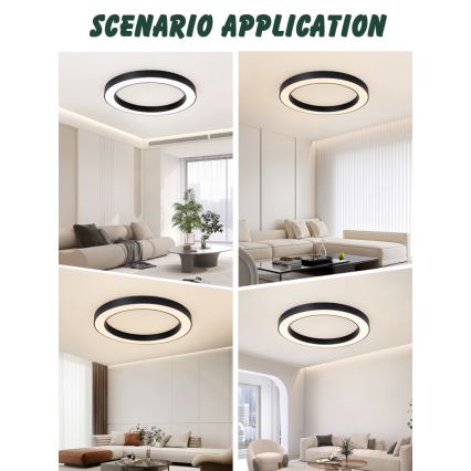 Immax NEO 07210L - LED Dimmelhető mennyezeti lámpa PASTEL LED/68W/230V 95 cm fekete Tuya + távirányítás