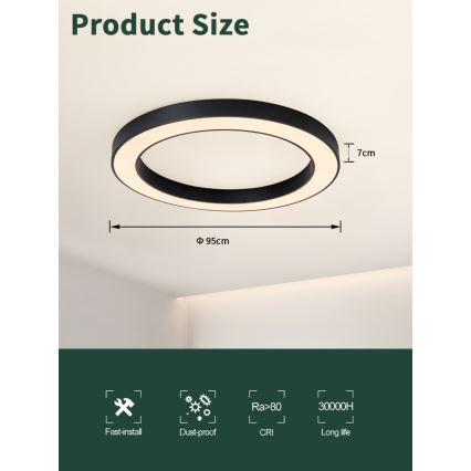 Immax NEO 07210L - LED Dimmelhető mennyezeti lámpa PASTEL LED/68W/230V 95 cm fekete Tuya + távirányítás