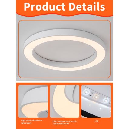 Immax NEO 07213L - LED Dimmelhető mennyezeti lámpa PASTEL LED/68W/230V 95 cm fehér Tuya + távirányítás