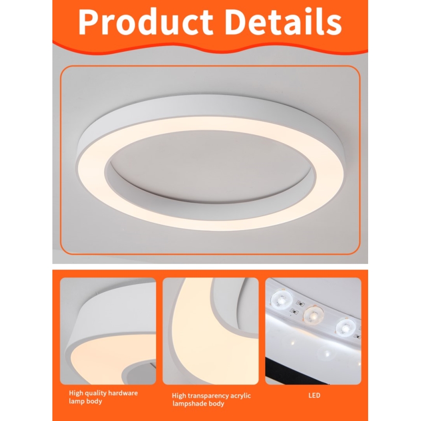 Immax NEO 07213L - LED Dimmelhető mennyezeti lámpa PASTEL LED/68W/230V 95 cm fehér Tuya + távirányítás