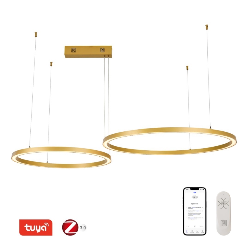 Immax NEO 07218L - LED dimmelhető függeszték FINO LED/93W/230V 60/80cm arany Tuya + távirányító
