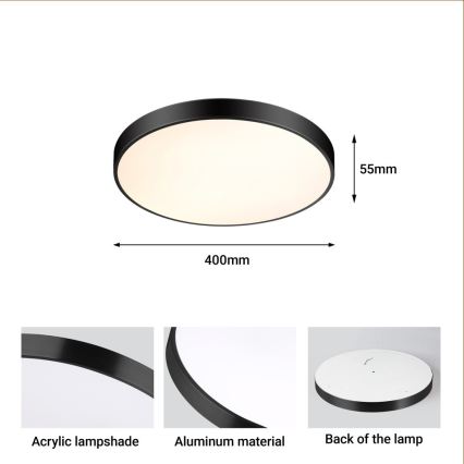 Immax NEO 07248L - LED Dimmelhető mennyezeti lámpa NEO LITE SEMPLICI LED/36W/230V 3000-6000K Wi-Fi Tuya fekete + távirányítás