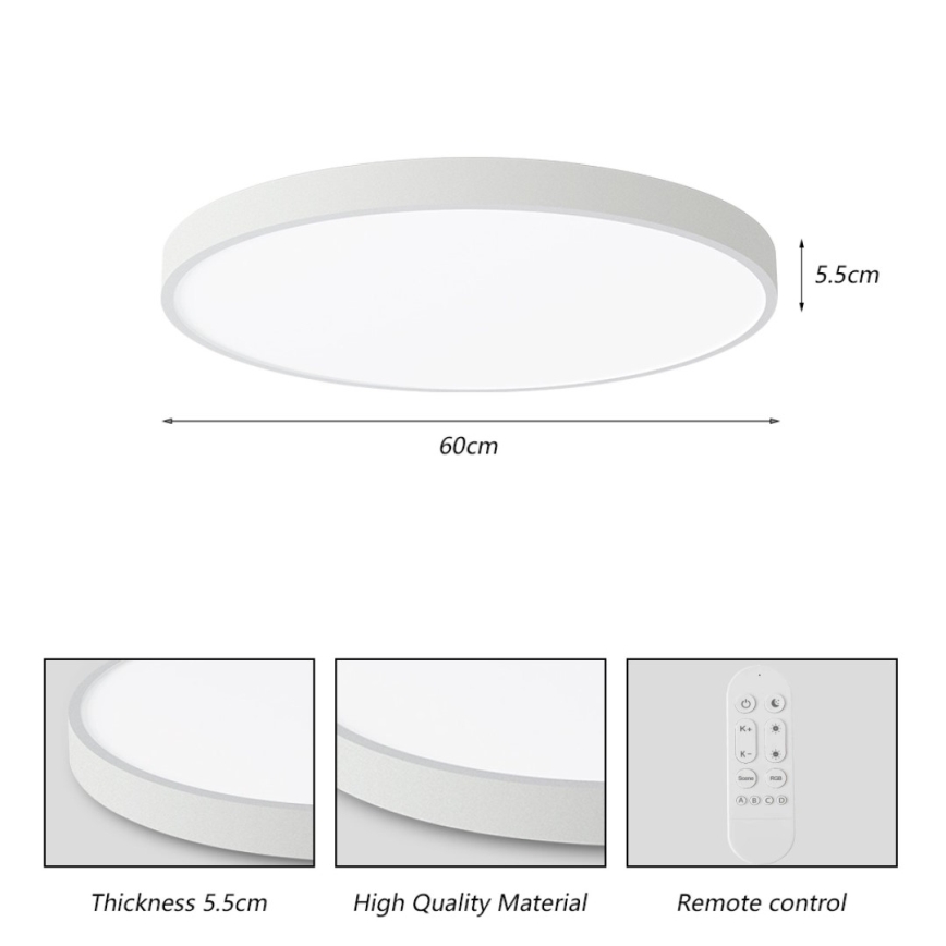 Immax NEO 07253L - LED Dimmelhető mennyezeti lámpa NEO LITE SEMPLICI LED/60W/230V 3000-6000K Wi-Fi Tuya fehér + távirányítás