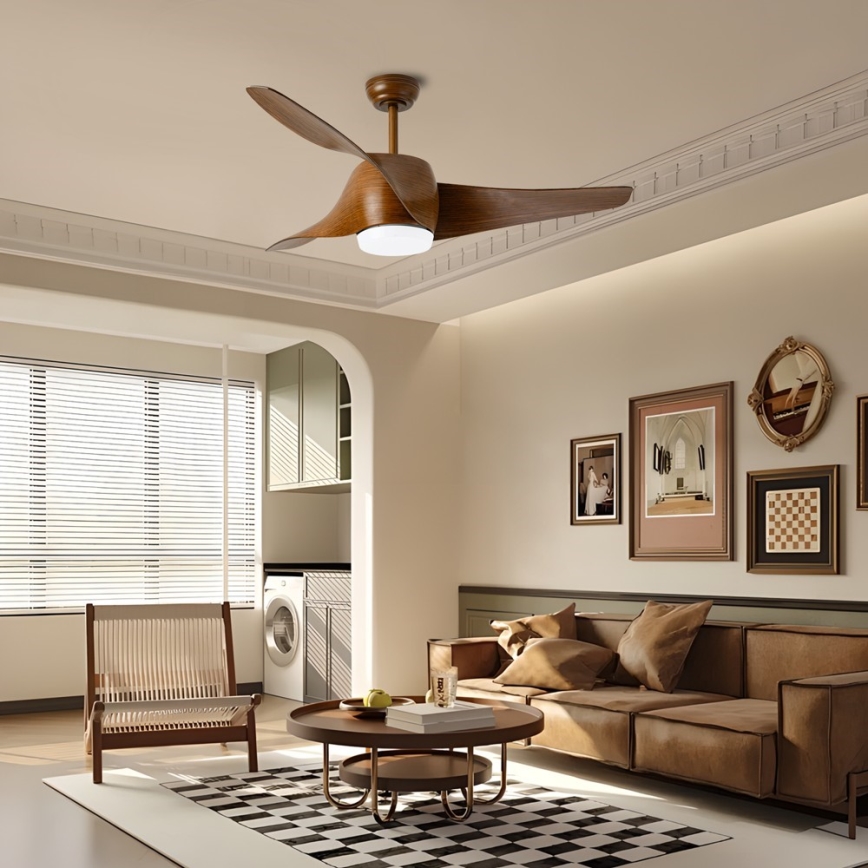 Immax NEO 07286L - LED mennyezeti ventilátor WAVE LED/18W/230V Wi-Fi Tuya barna átm. 132 cm + távirányító