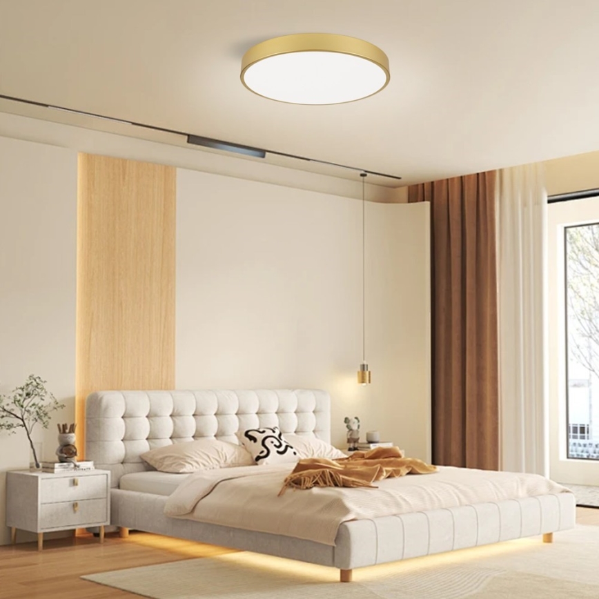 Immax NEO 07293L - LED-dimmelhető mennyezeti lámpatest NEO LITE SEMPLICI LED/60W/230V 3000–6000K átm. 60 cm Wi-Fi Tuya arany + távirányító