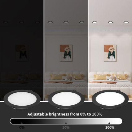 Immax NEO 07294L - dimmelhető, süllyesztett mennyezeti LED lámpatest DOWN LED/12W/230V Wi-Fi Tuya Ø 12 cm fekete