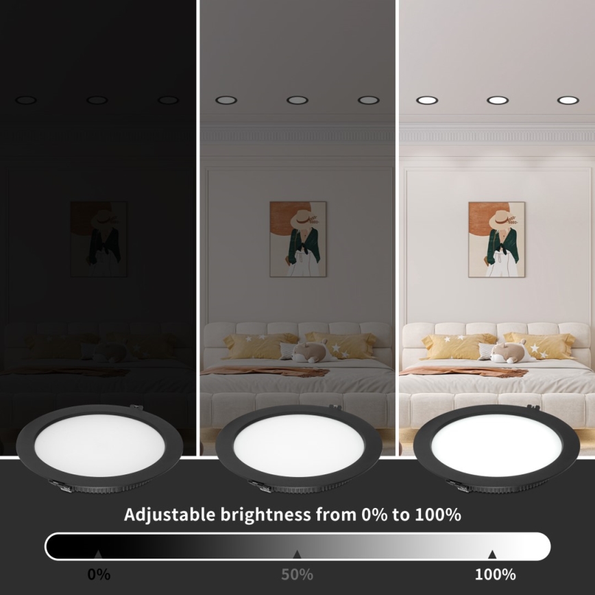 Immax NEO 07294L - dimmelhető, süllyesztett mennyezeti LED lámpatest DOWN LED/12W/230V Wi-Fi Tuya Ø 12 cm fekete