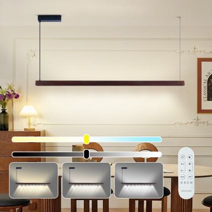 Immax NEO 07301L - dimmelhető, kábelen függesztett csillár MADEIRA LED/33W/230V Wi‑Fi Tuya 152 cm dió + távirányító