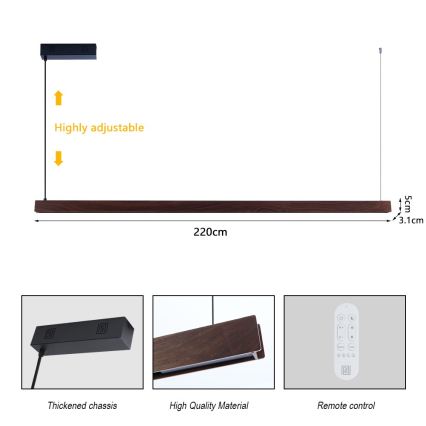 Immax NEO 07302L - LED Dimmelhető kábeles csillár MADEIRA LED/44W/230V Wi-Fi Tuya 202 cm dió + távirányító