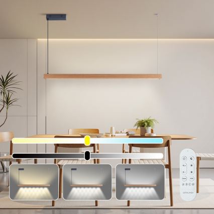Immax NEO 07303L - LED fényerőszabályozható kábeles csillár MADEIRA LED/26W/230V Wi-Fi Tuya 122 cm tölgy + távirányító