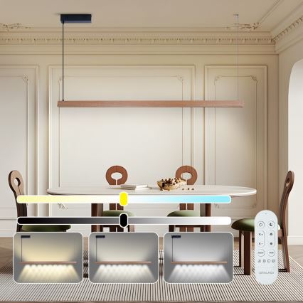 Immax NEO 07304L - Dimmelhető LED csillár kábelre szerelve MADEIRA LED/33W/230V Wi‑Fi Tuya 152 cm tölgy + távirányító