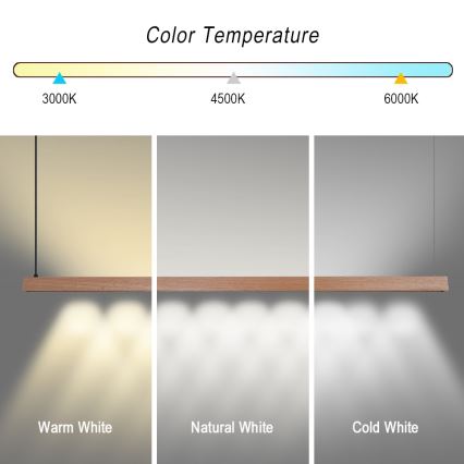Immax NEO 07304L - Dimmelhető LED csillár kábelre szerelve MADEIRA LED/33W/230V Wi‑Fi Tuya 152 cm tölgy + távirányító