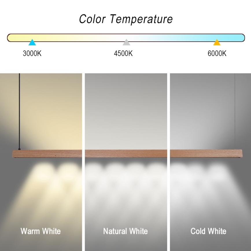 Immax NEO 07304L - Dimmelhető LED csillár kábelre szerelve MADEIRA LED/33W/230V Wi‑Fi Tuya 152 cm tölgy + távirányító