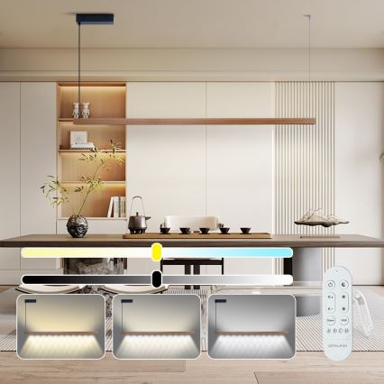 Immax NEO 07305L - Dimmelhető LED kábeles csillár MADEIRA LED/44W/230V Wi-Fi Tuya 202 cm tölgy + távirányító