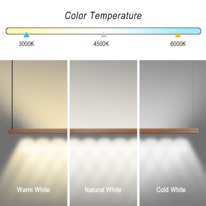 Immax NEO 07305L - Dimmelhető LED kábeles csillár MADEIRA LED/44W/230V Wi-Fi Tuya 202 cm tölgy + távirányító