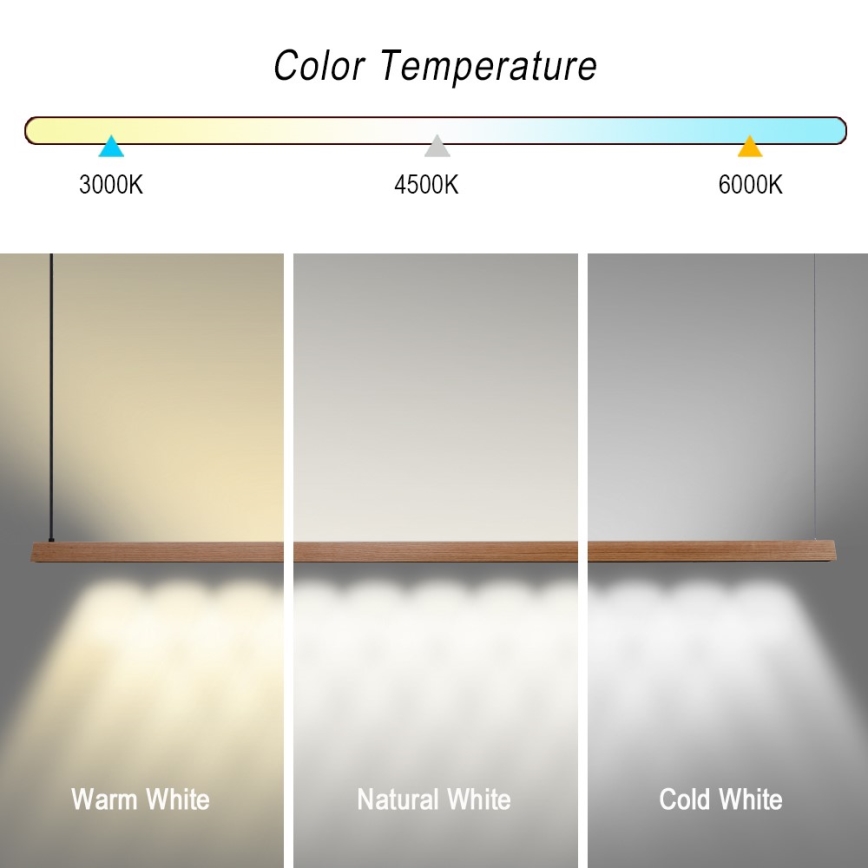 Immax NEO 07305L - Dimmelhető LED kábeles csillár MADEIRA LED/44W/230V Wi-Fi Tuya 202 cm tölgy + távirányító