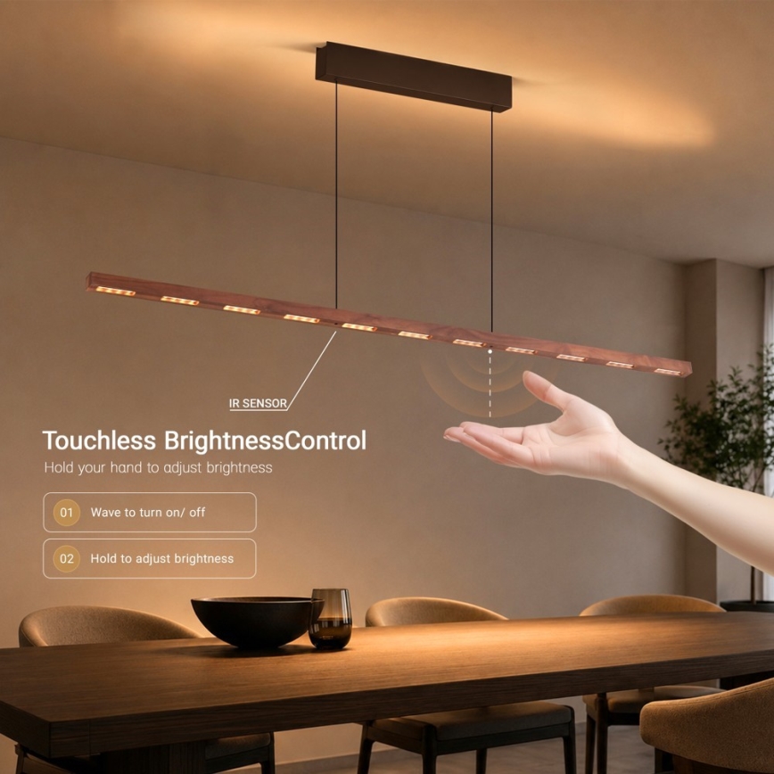 Immax NEO 07309L - dimmelhető LED kábeles csillár érzékelővel MADEIRA LED/37W/230V 157 cm diószínű