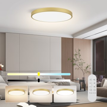 Immax NEO 07312L - Dimmelhető LED mennyezeti lámpatest SEMPLICI LED/128W/230V, átm. 100 cm, Wi‑Fi (Tuya), arany + távirányító
