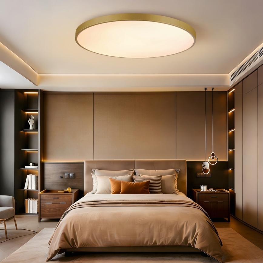 Immax NEO 07312L - Dimmelhető LED mennyezeti lámpatest SEMPLICI LED/128W/230V, átm. 100 cm, Wi‑Fi (Tuya), arany + távirányító