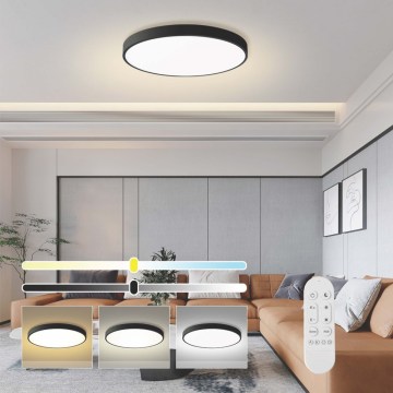 Immax NEO 07313L - SEMPLICI dimmelhető LED mennyezeti lámpa LED/96W/230V átm. 80 cm Wi-Fi Tuya fekete + távirányító
