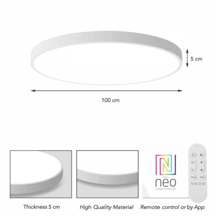 Immax NEO 07316L - Dimmelhető mennyezeti LED lámpa SEMPLICI LED/128W/230V Ø 100 cm Wi-Fi Tuya fehér + távirányító