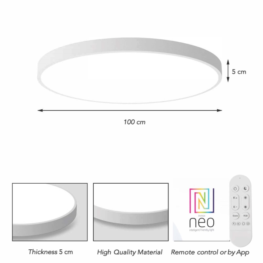 Immax NEO 07316L - Dimmelhető mennyezeti LED lámpa SEMPLICI LED/128W/230V Ø 100 cm Wi-Fi Tuya fehér + távirányító