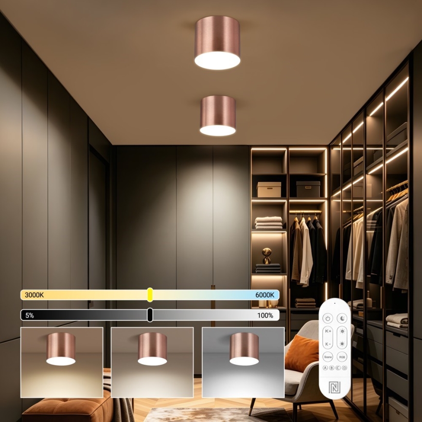 Immax NEO 07320L - RONDATE LED dimmelhető mennyezeti lámpa LED/32W/230V, átm. 16,5 cm, Wi‑Fi Tuya, rózsaarany