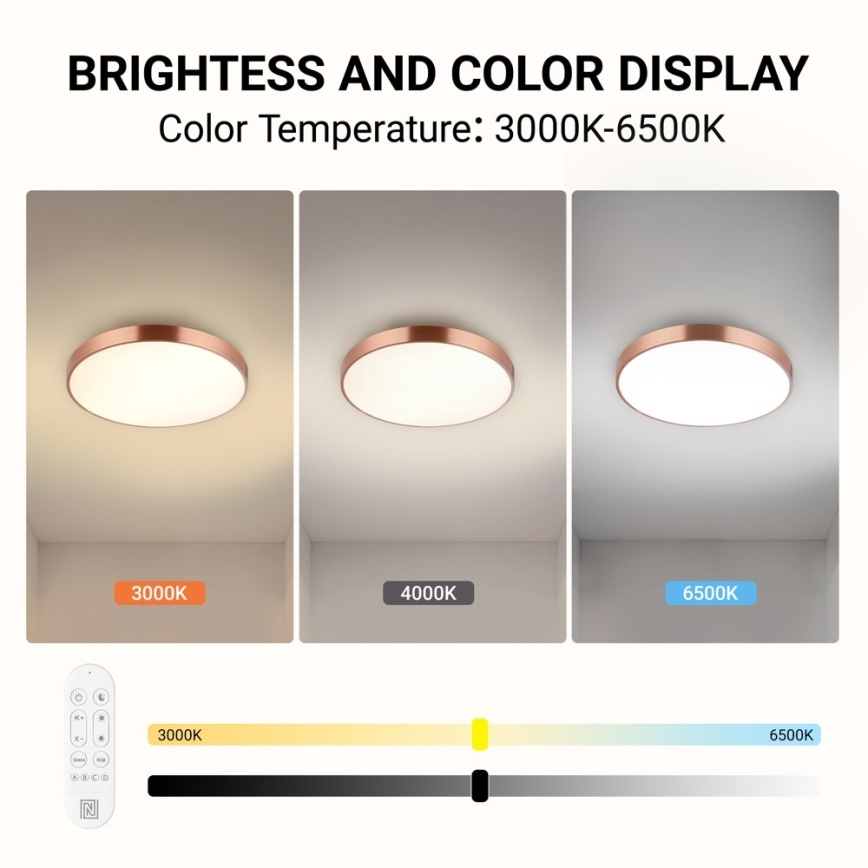 Immax NEO 07321L - LED dimmelhető mennyezeti lámpa NEO LITE SEMPLICI LED/36W/230V átm. 40 cm Tuya rózsa arany + távirányító