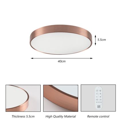 Immax NEO 07321L - LED dimmelhető mennyezeti lámpa NEO LITE SEMPLICI LED/36W/230V átm. 40 cm Tuya rózsa arany + távirányító