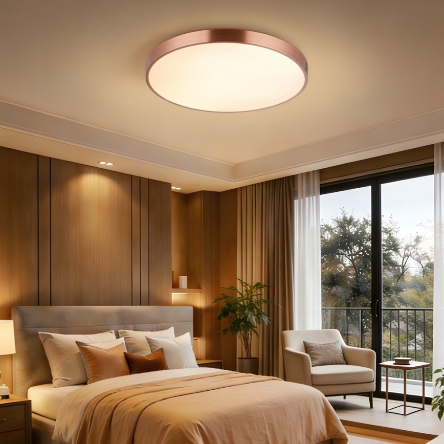 Immax NEO 07322L - Fényerőszabályozható mennyezeti lámpa NEO LITE SEMPLICI LED/60W/230V, átm. 60 cm Tuya rózsaarany + távirányító